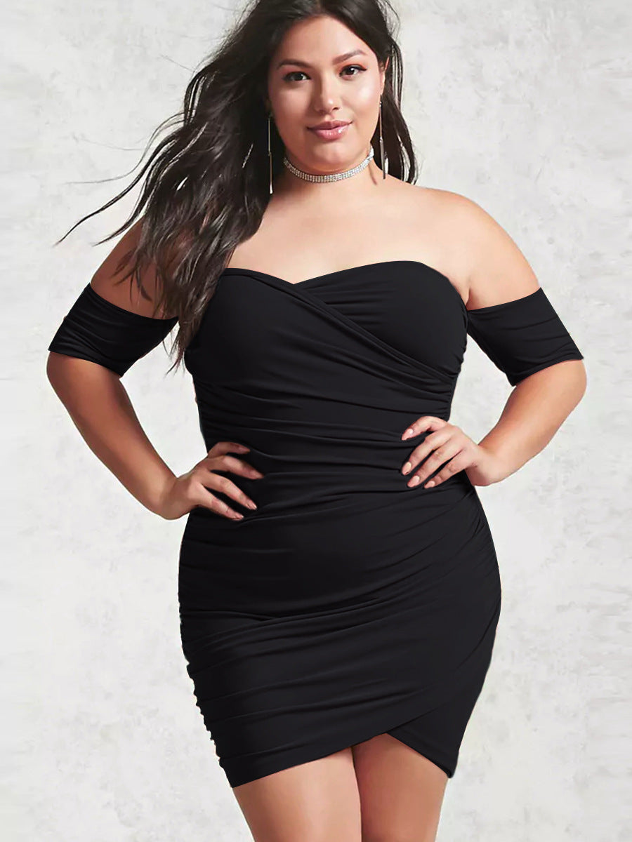 Sexy One-Neck Halter Short Skirt Plus Size Lady Dress