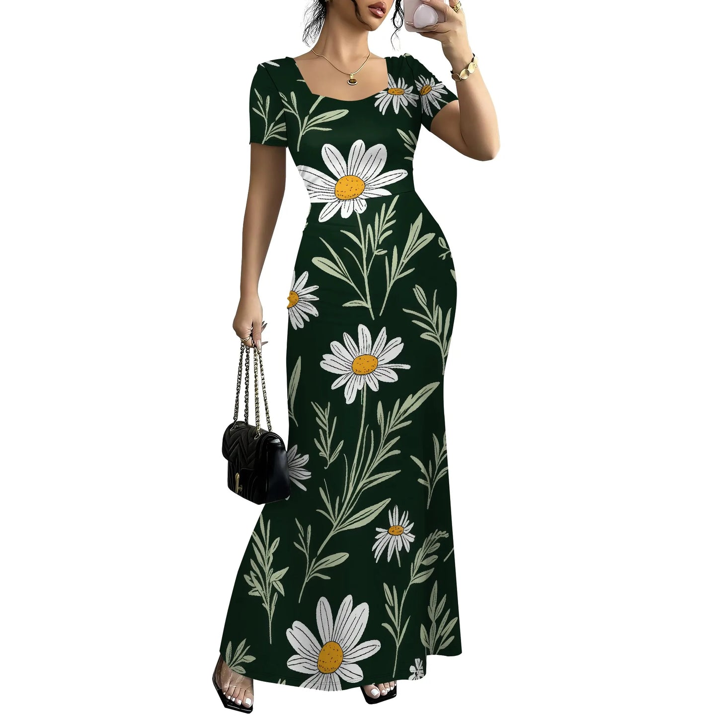 Summer Casual Short Sleeve Midi Dresses