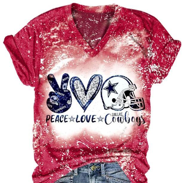 Europe And America Printed T-shirt Pullover Short Sleeve V-neck Top