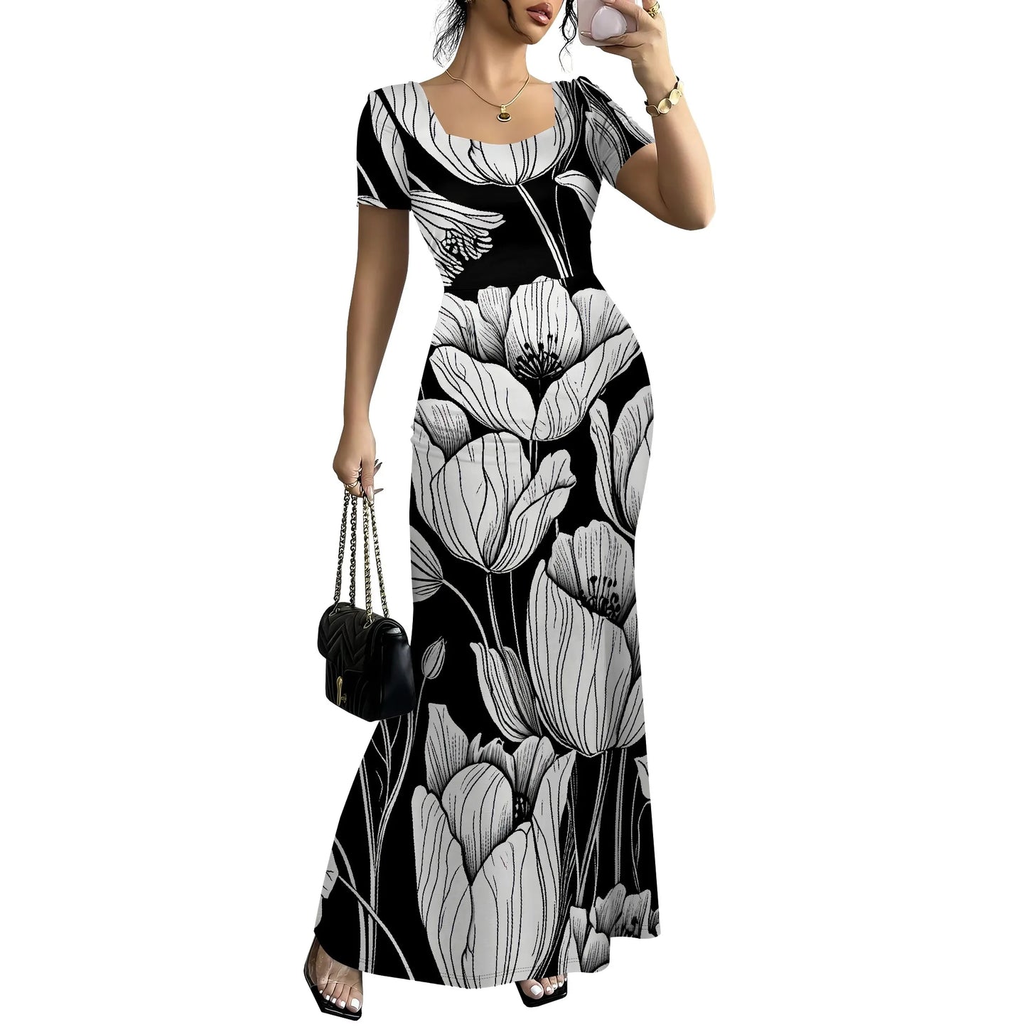 Summer Casual Short Sleeve Midi Dresses