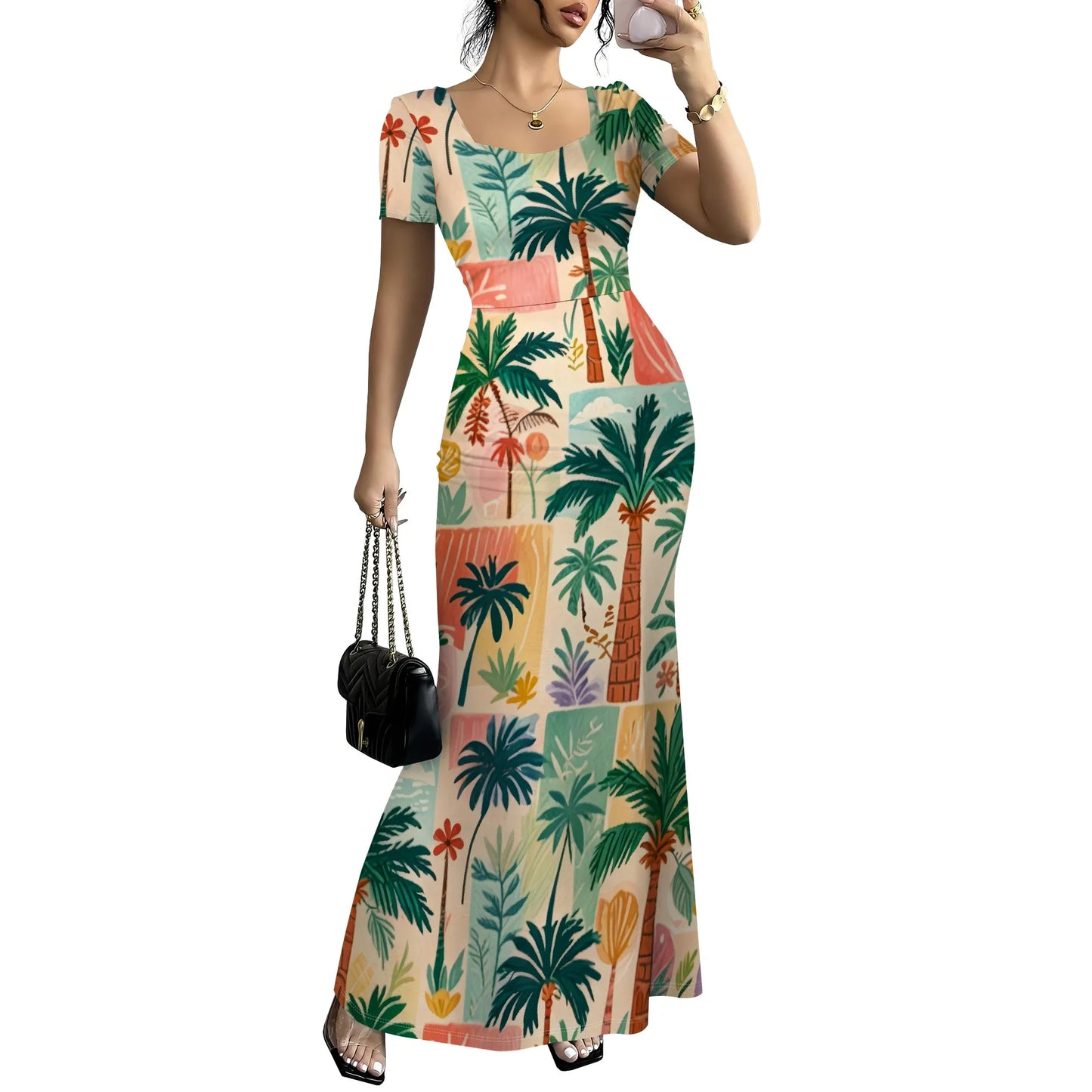 Summer Casual Short Sleeve Midi Dresses