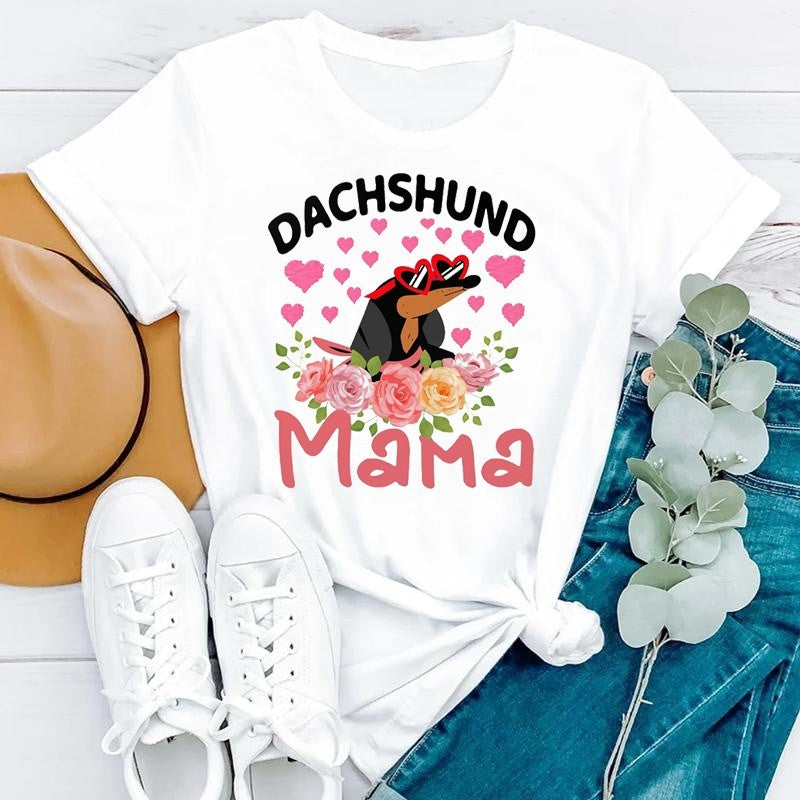 Dog Mom Casual Short Sleeve T-shirt