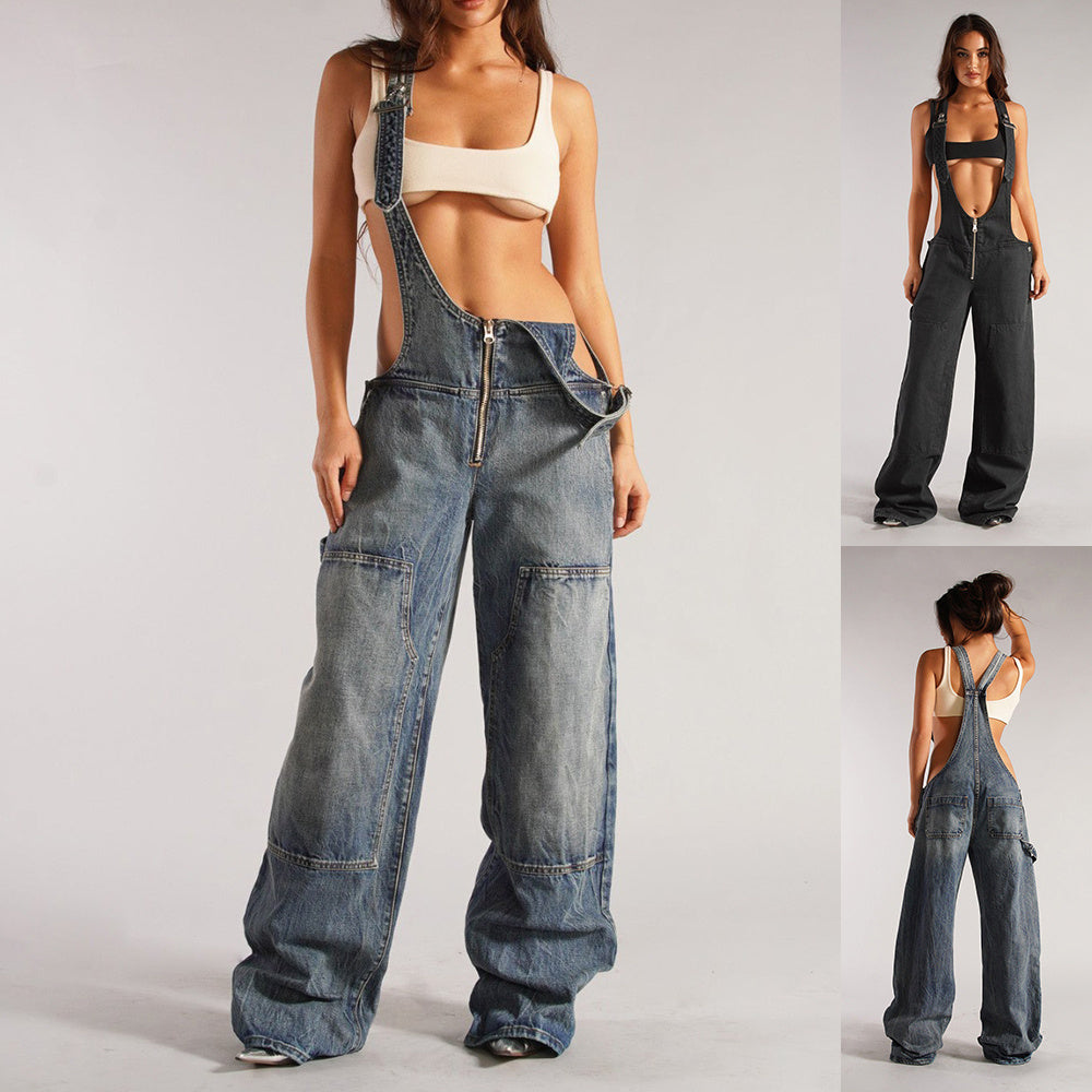 Denim Overalls With Suspenders