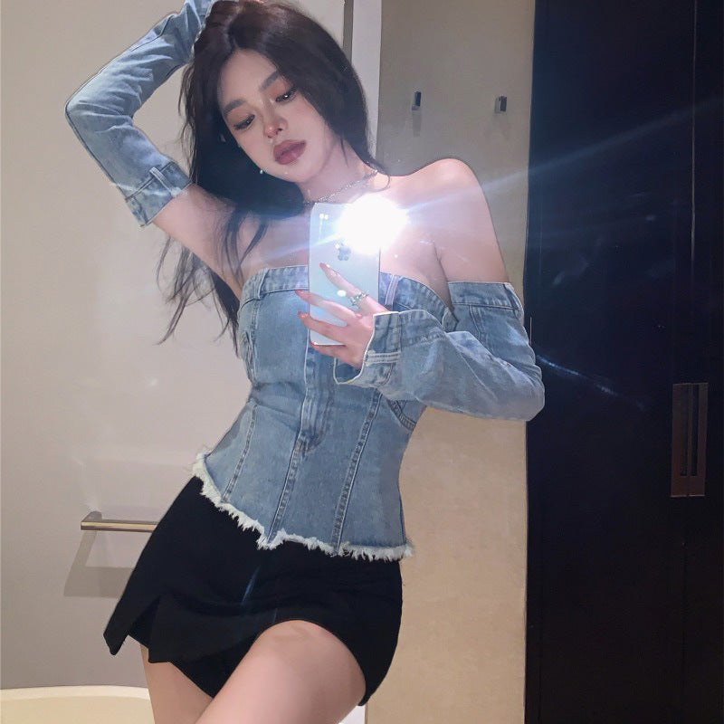 Strapless Denim Vest Top