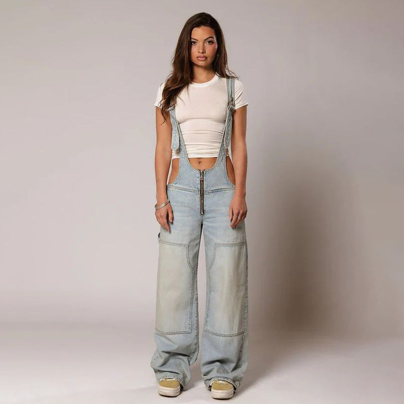 Denim Overalls With Suspenders