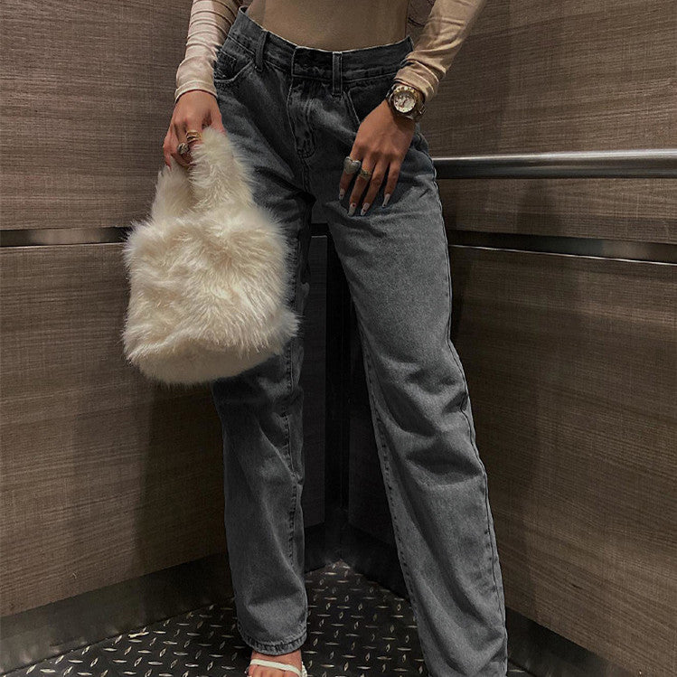 High Waist Ripped Slim Jeans