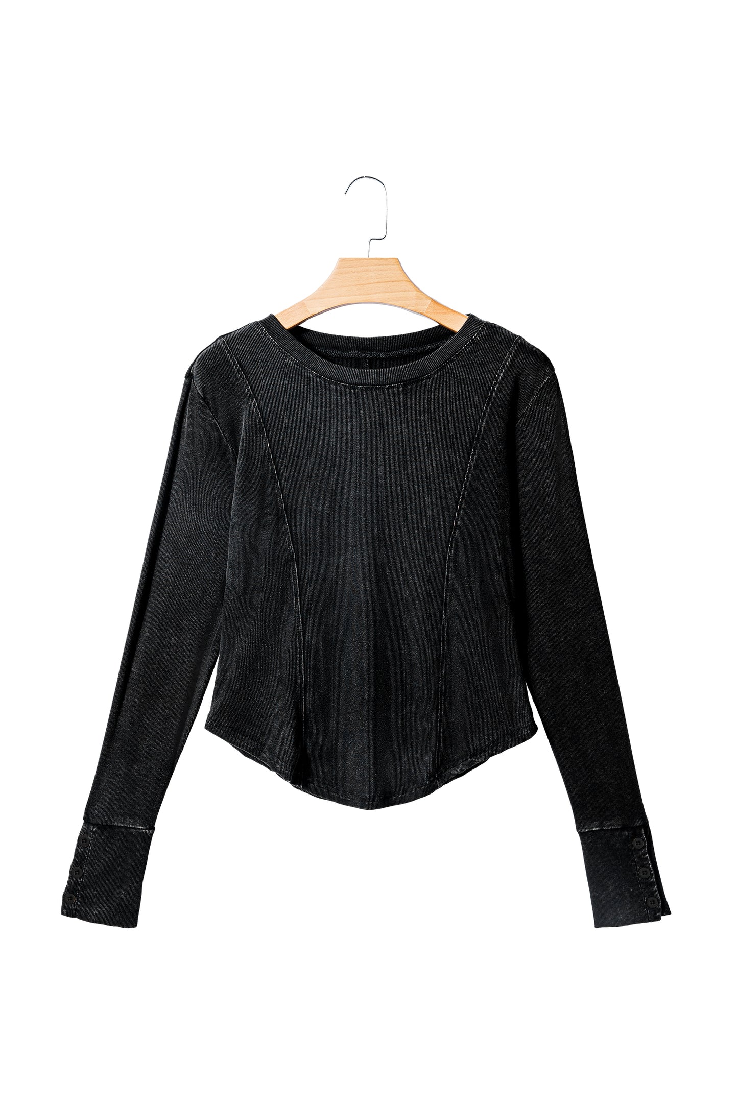 Burgundy Exposed Seam Ribbed Long Sleeve Top