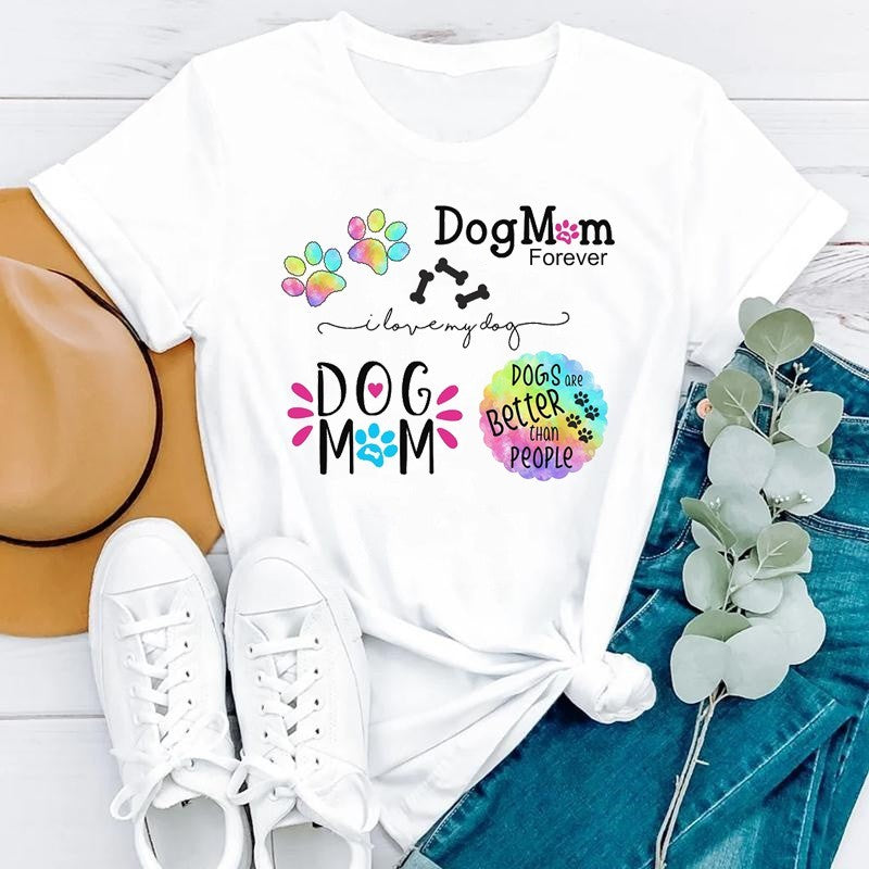 Dog Mom Casual Short Sleeve T-shirt
