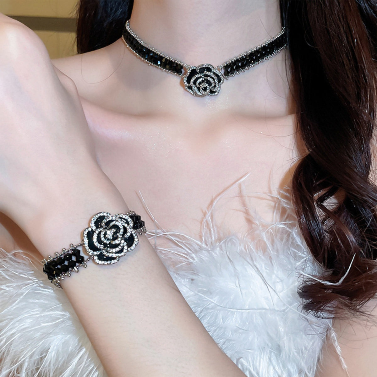 Alloy Crystal Rose Bracelet