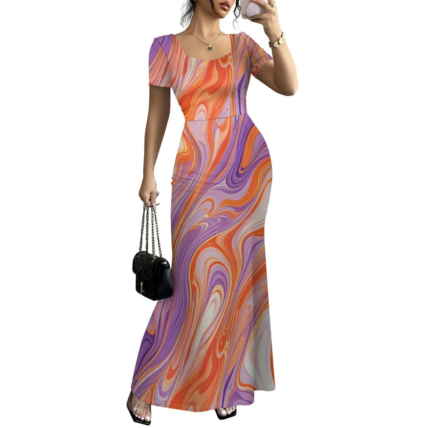 Summer Casual Short Sleeve Midi Dresses