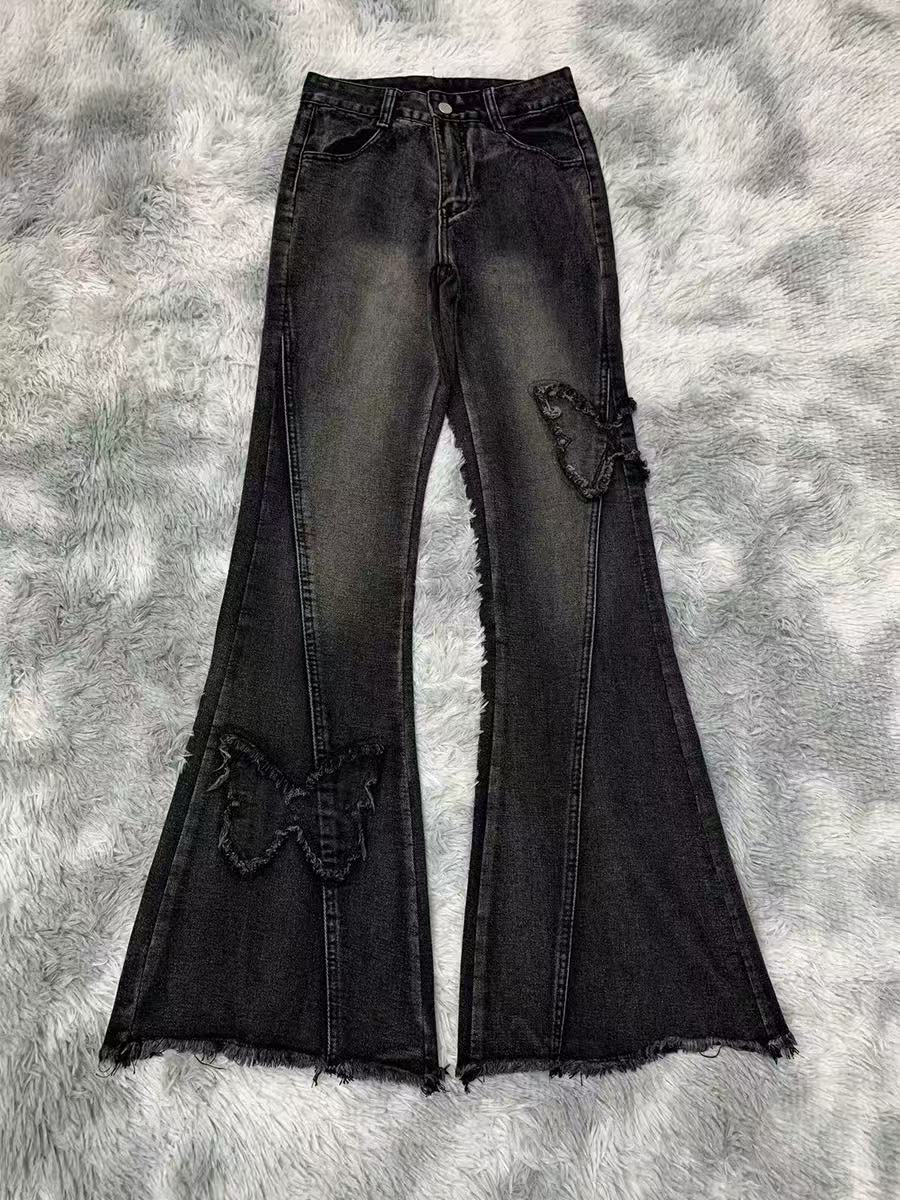 Elastic Denim Flared Pants