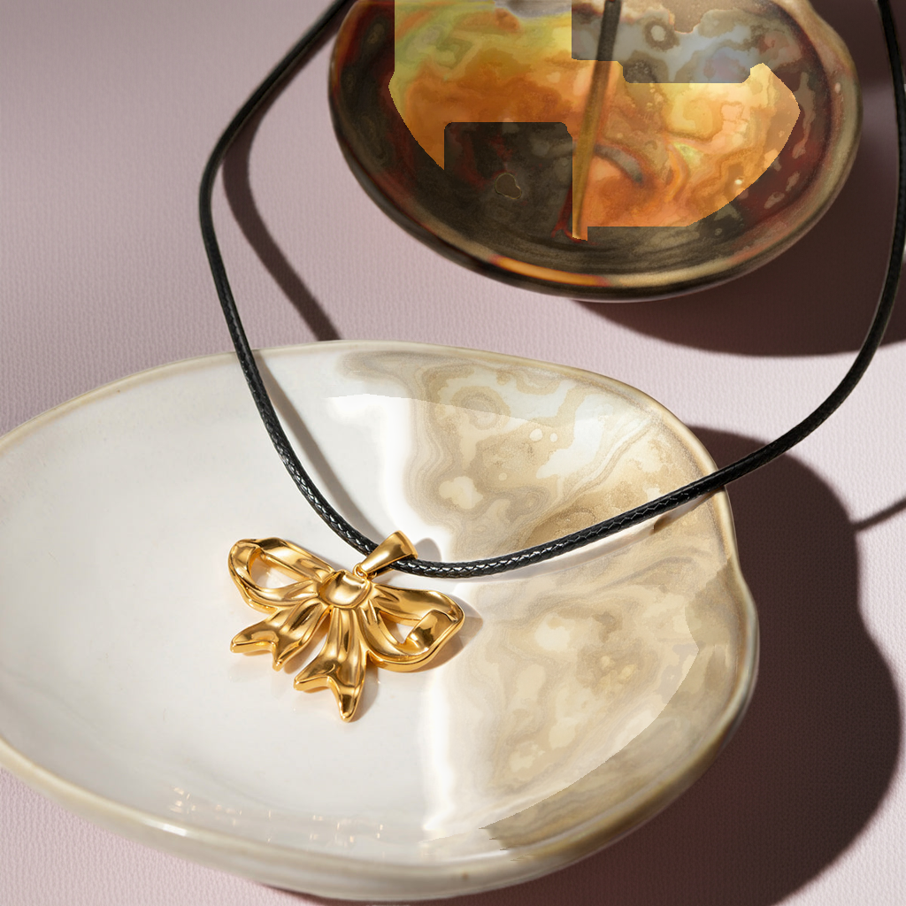 18K Gold-Plated Bow Pendant Necklace