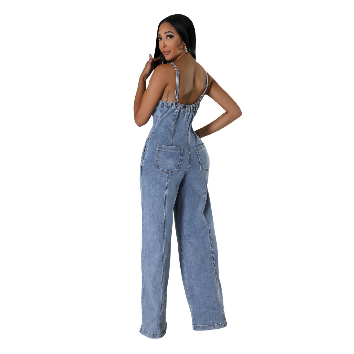 Fashion Suspenders Denim Jumpsuit