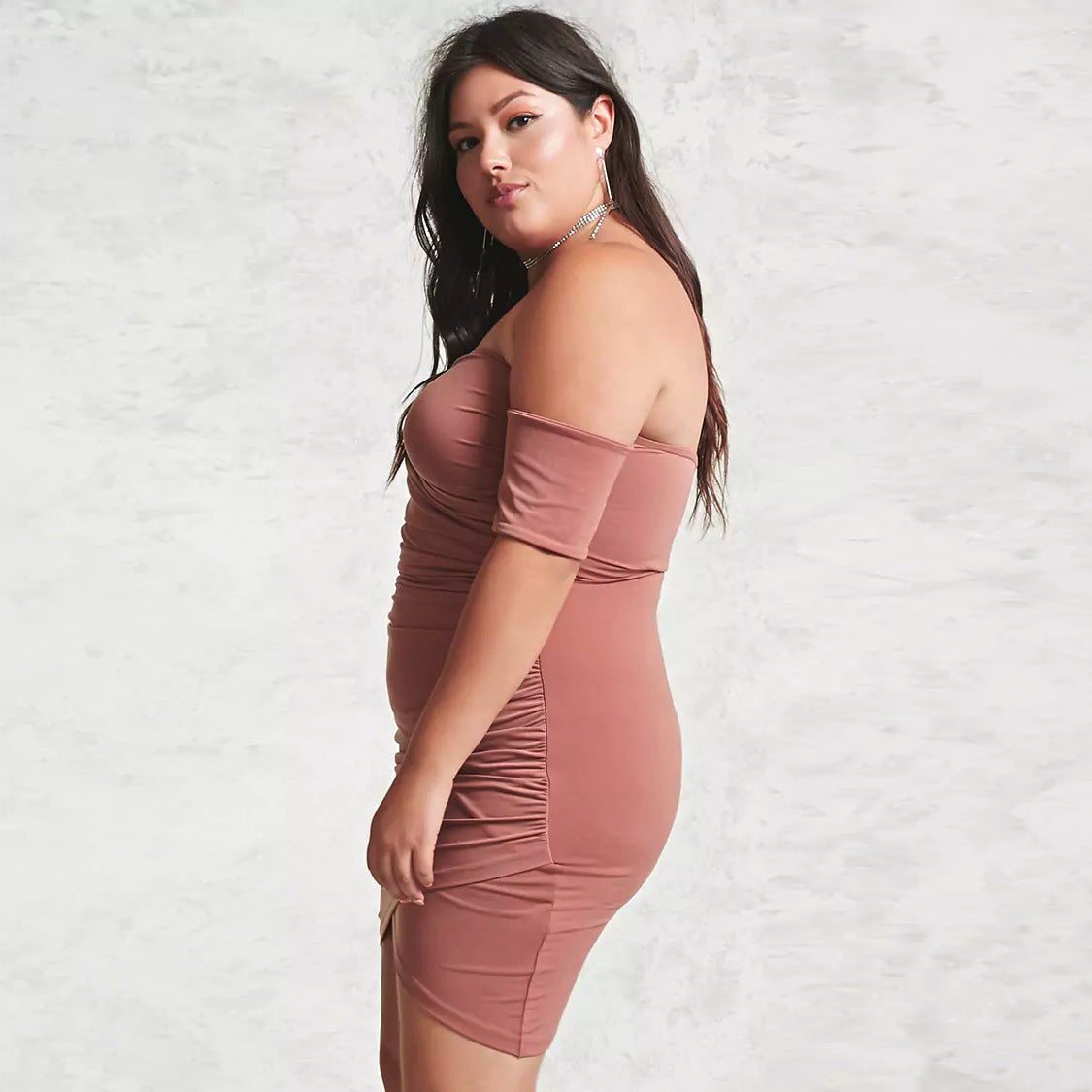 Sexy One-Neck Halter Short Skirt Plus Size Lady Dress