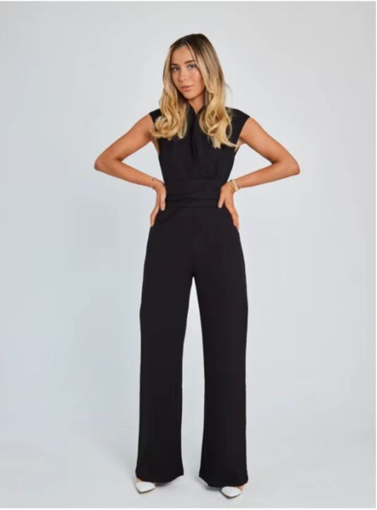 Casual fashion lace-up sleeveless jumpsuit