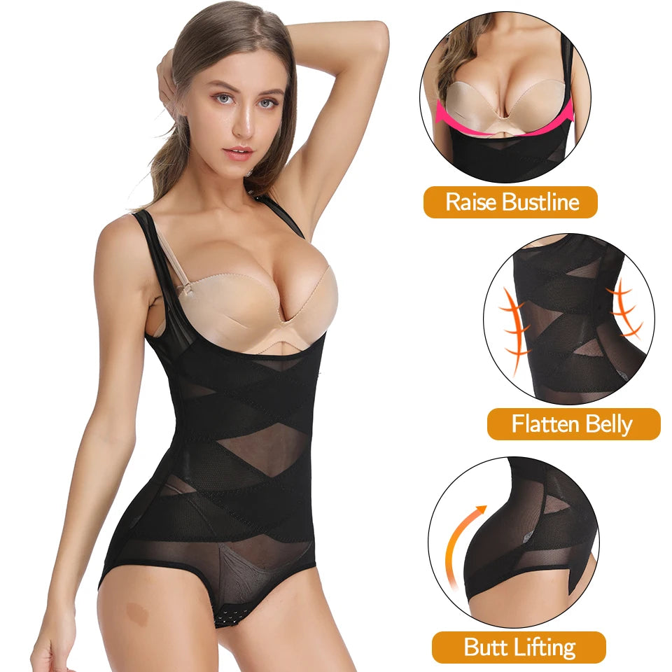Women Shapewear Firm Tummy Control Bodysuit Waist Trainer Bodybriefer Corrective Full Body Shaper Weight Loss Slimming Underwear
