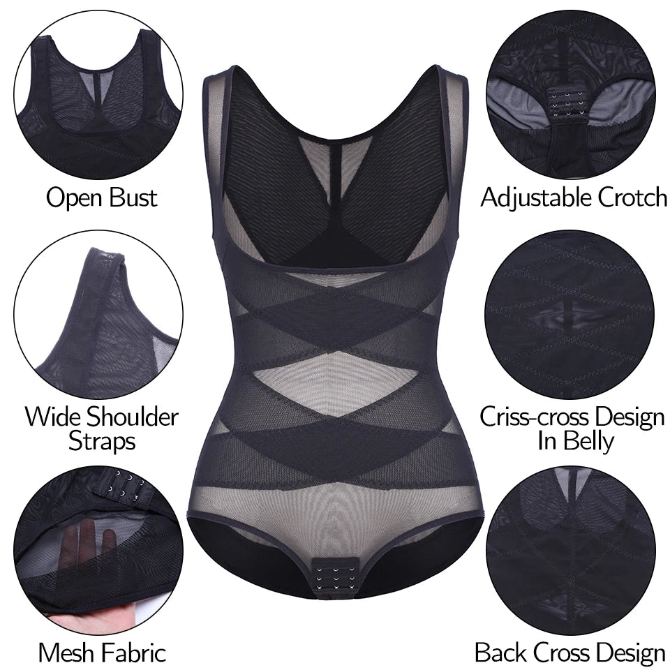 Women Shapewear Firm Tummy Control Bodysuit Waist Trainer Bodybriefer Corrective Full Body Shaper Weight Loss Slimming Underwear