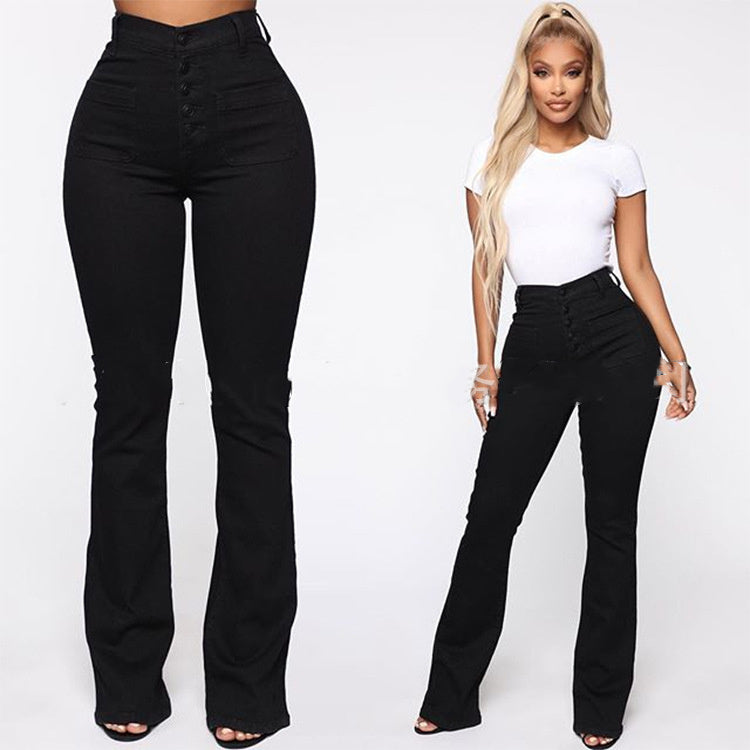 Patch Pocket High Waist Denim
