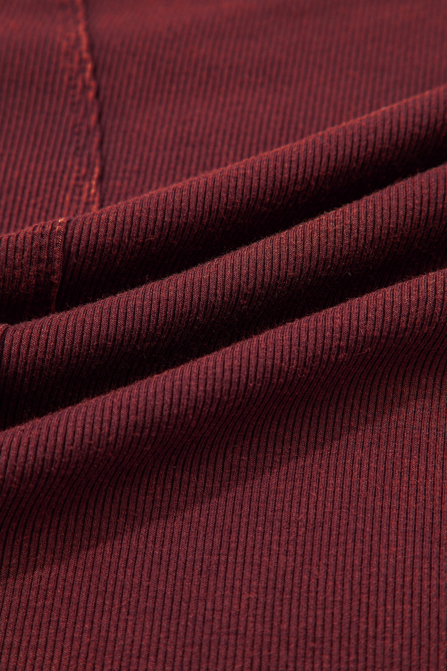 Burgundy Exposed Seam Ribbed Long Sleeve Top