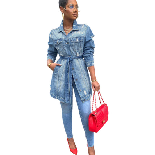 Casual Slim-Fit Lapel Denim Jacket