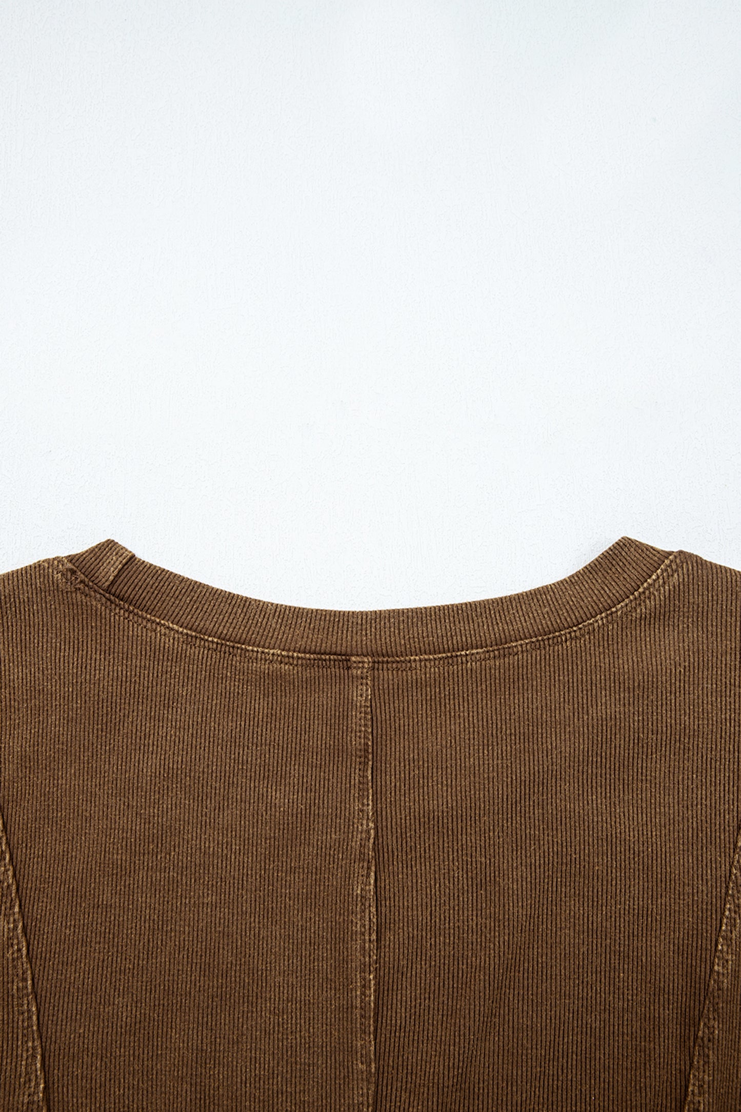 Burgundy Exposed Seam Ribbed Long Sleeve Top