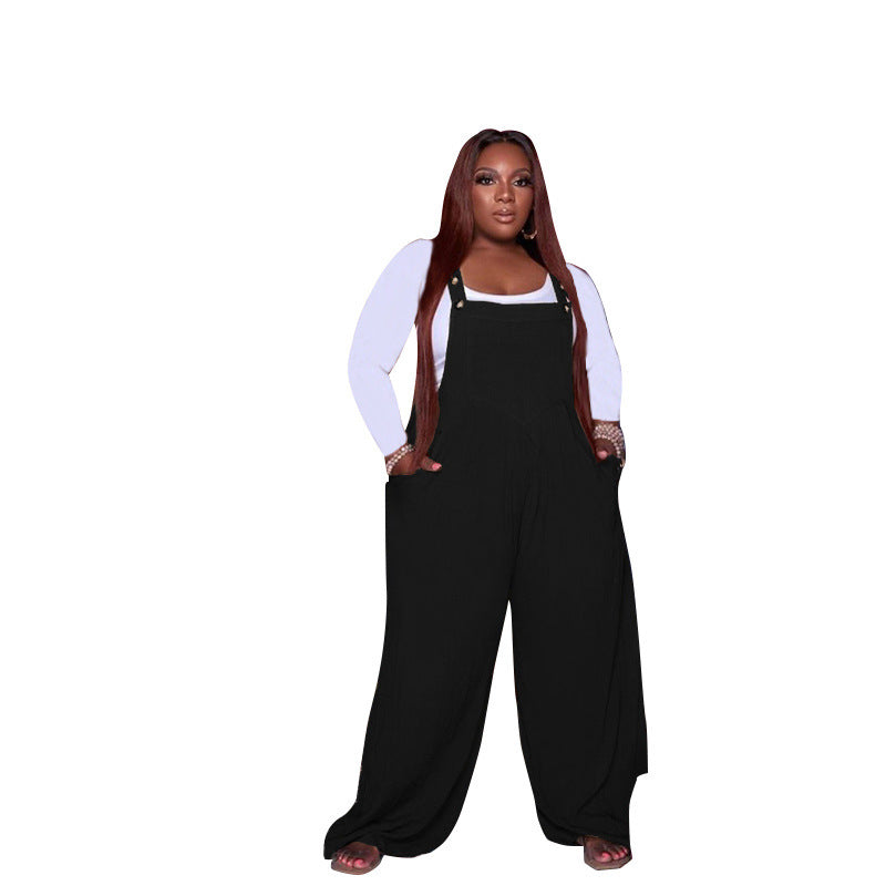 Solid Color Overalls Two-piece Set