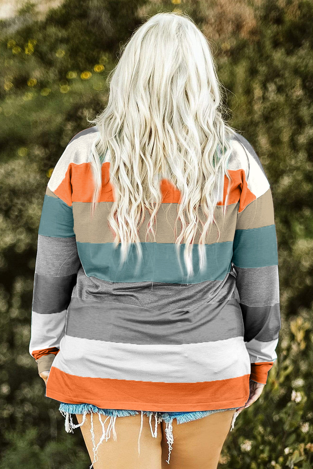 Green Colorblock Pullover Top