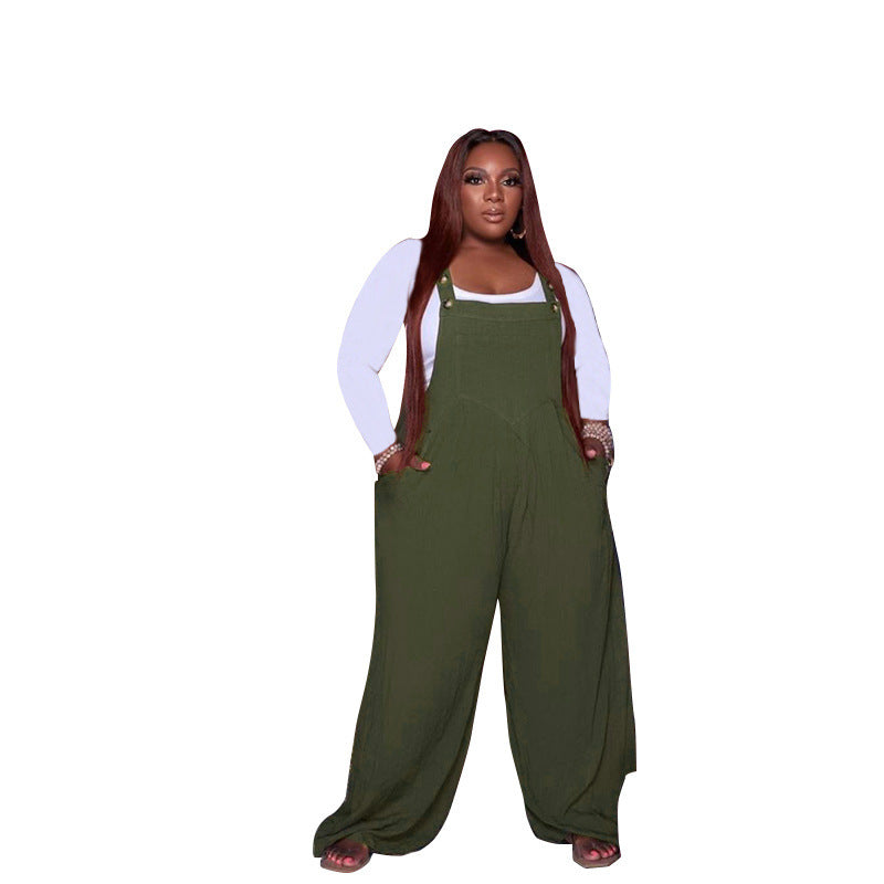 Solid Color Overalls Two-piece Set