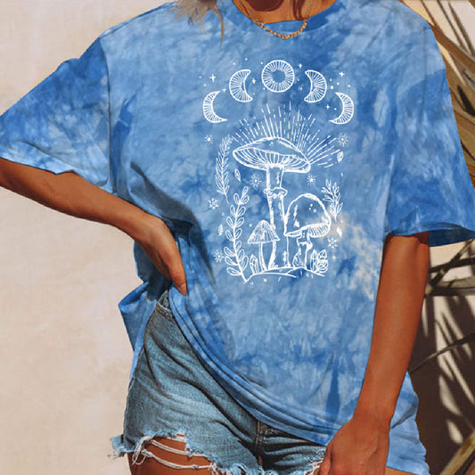 Tie-dyed Star Sun Moon Mushroom T-shirt