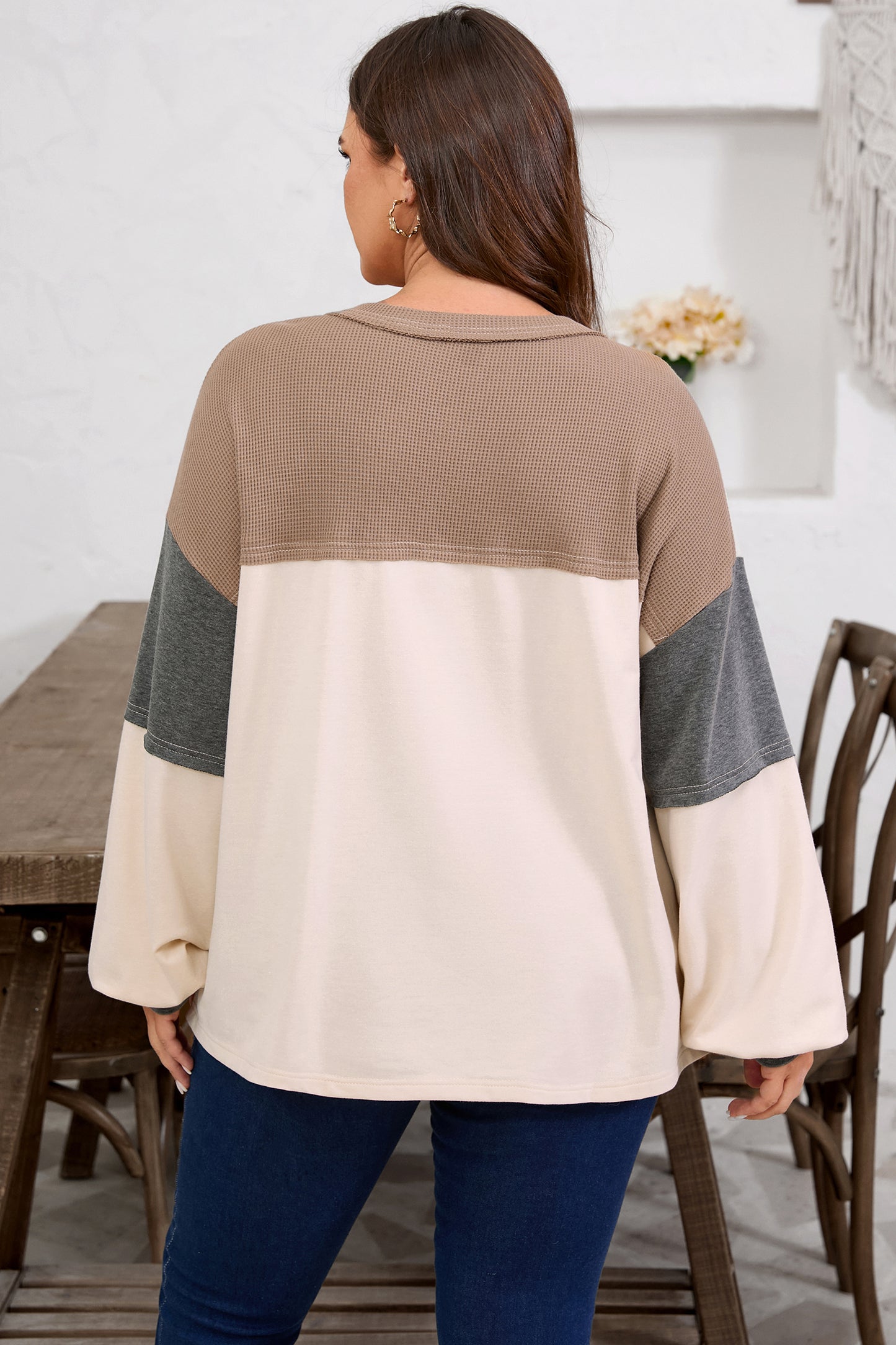 Jet Stream Waffle Patchwork Colorblock Shirt