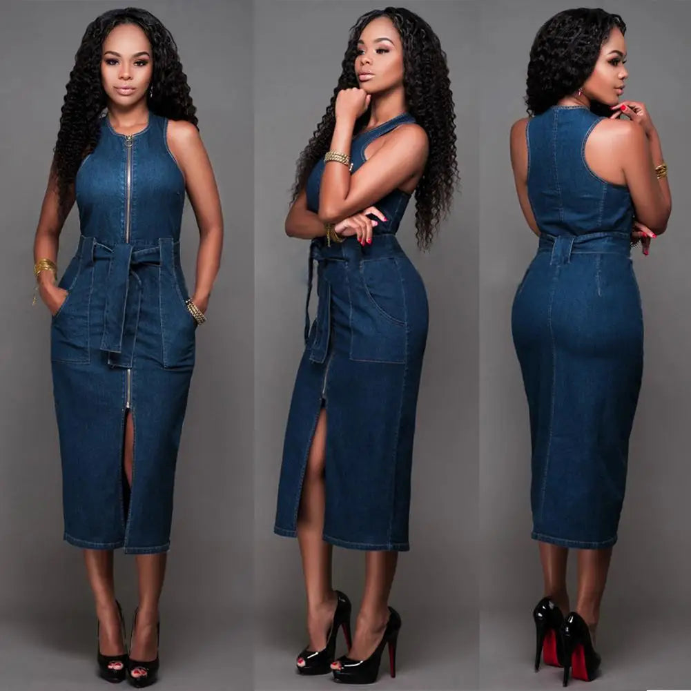 Women's Sexy Sleeveless Denim Dress