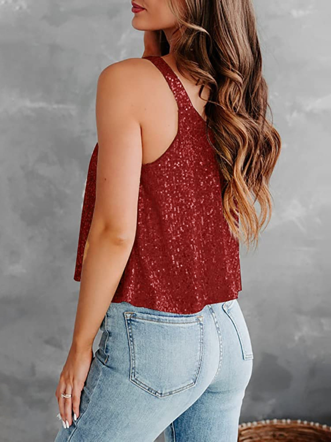 Sequin Scoop Neck Tank