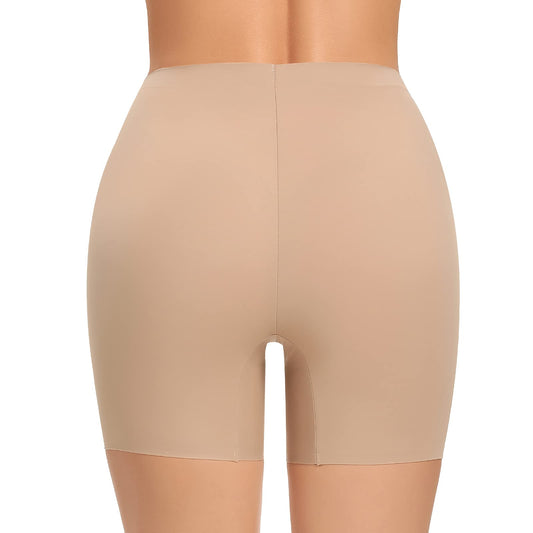 Womens Seamless Shaping Boyshorts Panties Tummy Control Underwear Slimming Shapewear Shorts(Beige-no Control,Small)