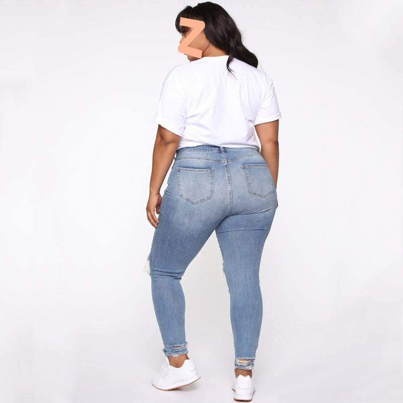 Ripped Ladies Denim Jeans