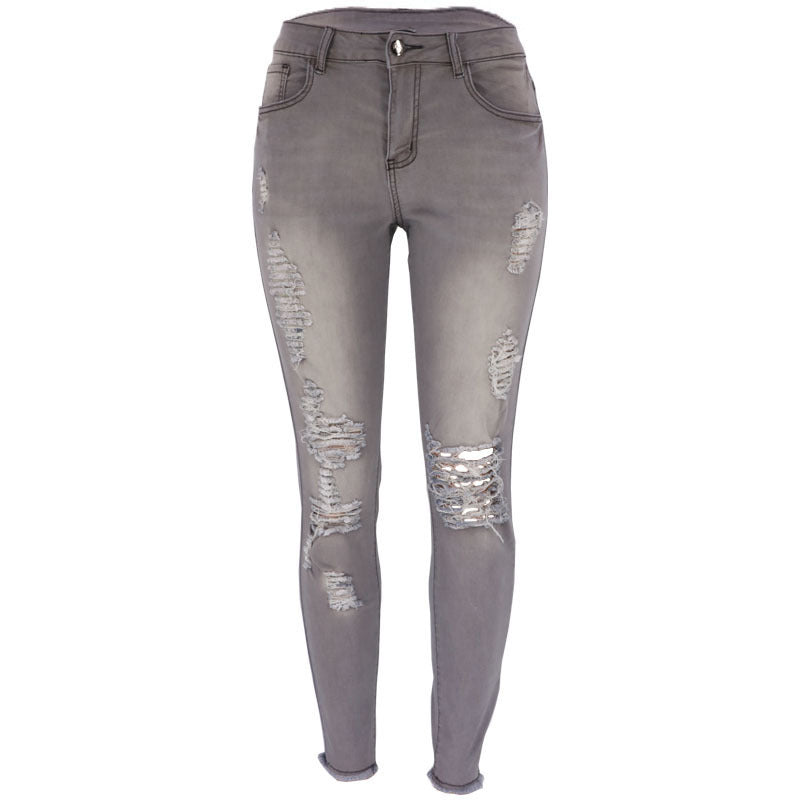 Elastic Slim Fit Ripped Skinny Jeans