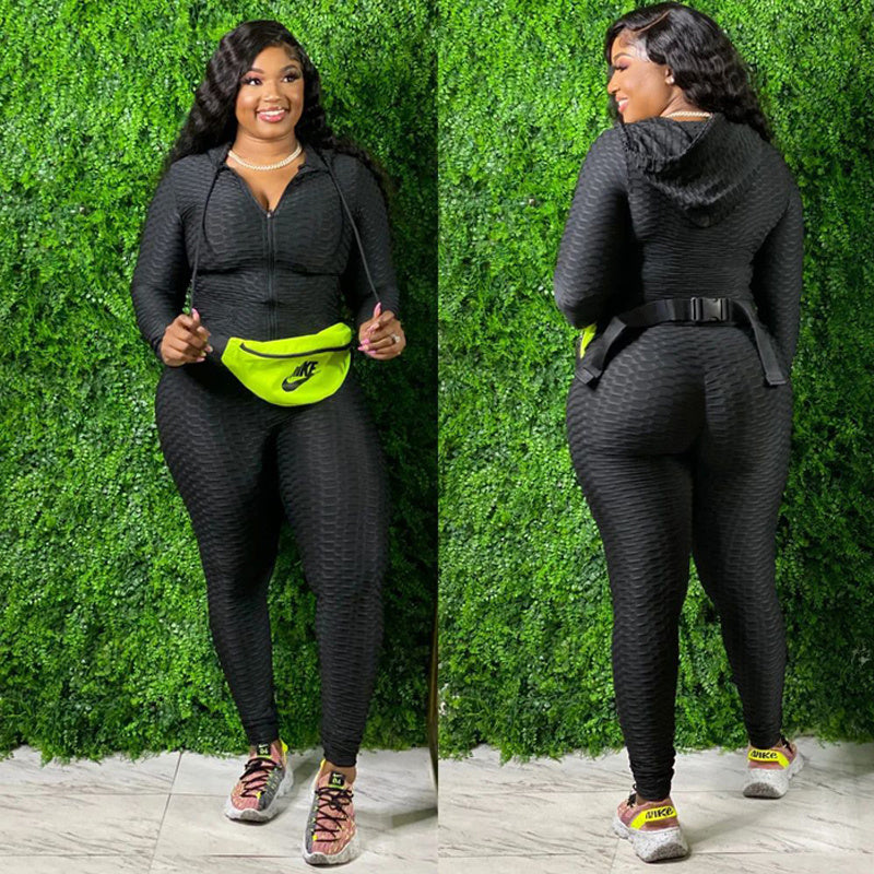Solid Color Two Piece Set Sport Suit
