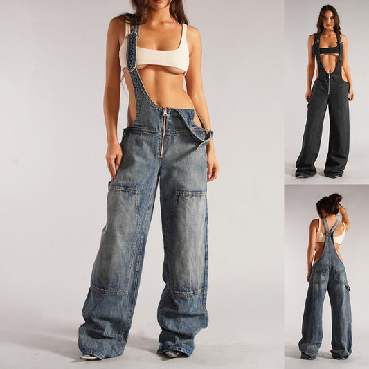 Denim Overalls With Suspenders
