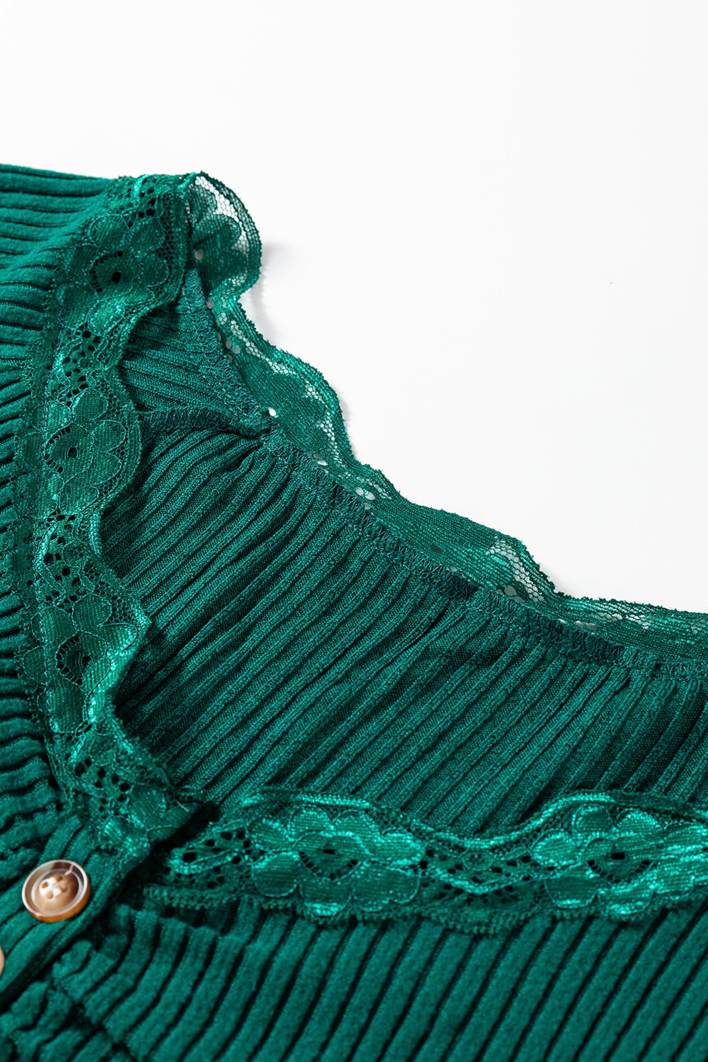 Black Lace Neckline Long Sleeve Top