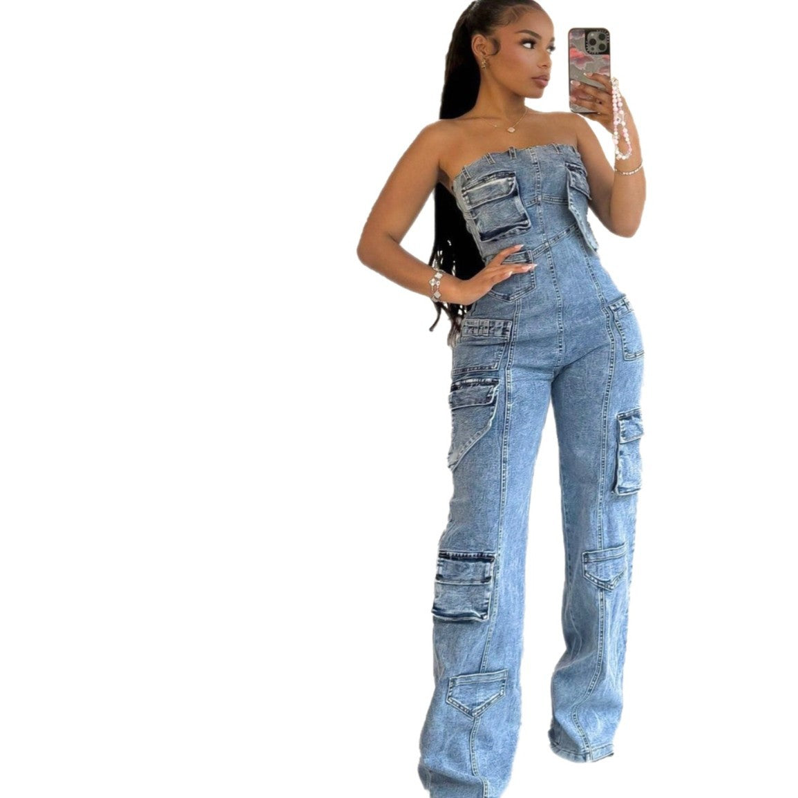Stretch Overalls Casual Straight-leg Denim