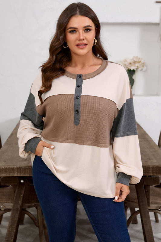 Jet Stream Waffle Patchwork Colorblock Shirt