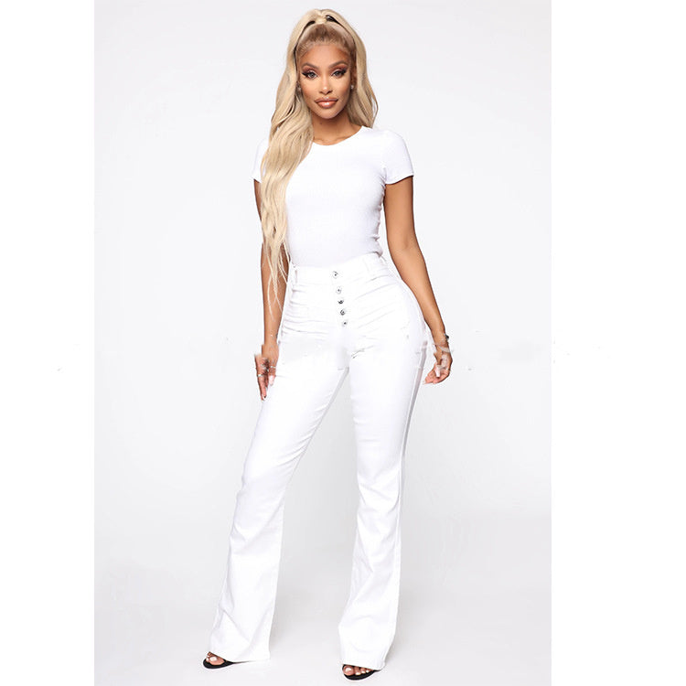 Patch Pocket High Waist Denim