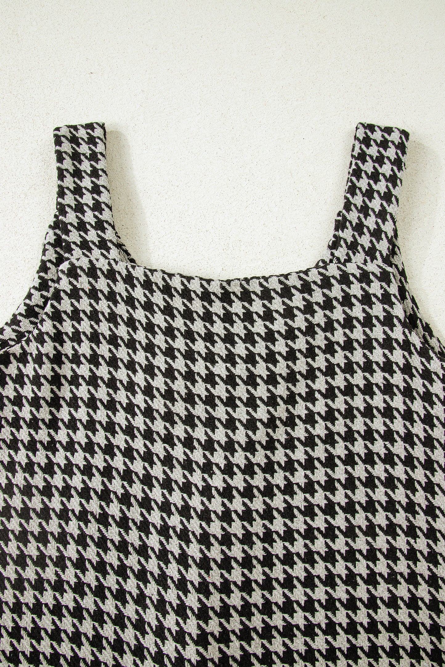 Red Houndstooth Print V Neck Sleeveless Mini Dress