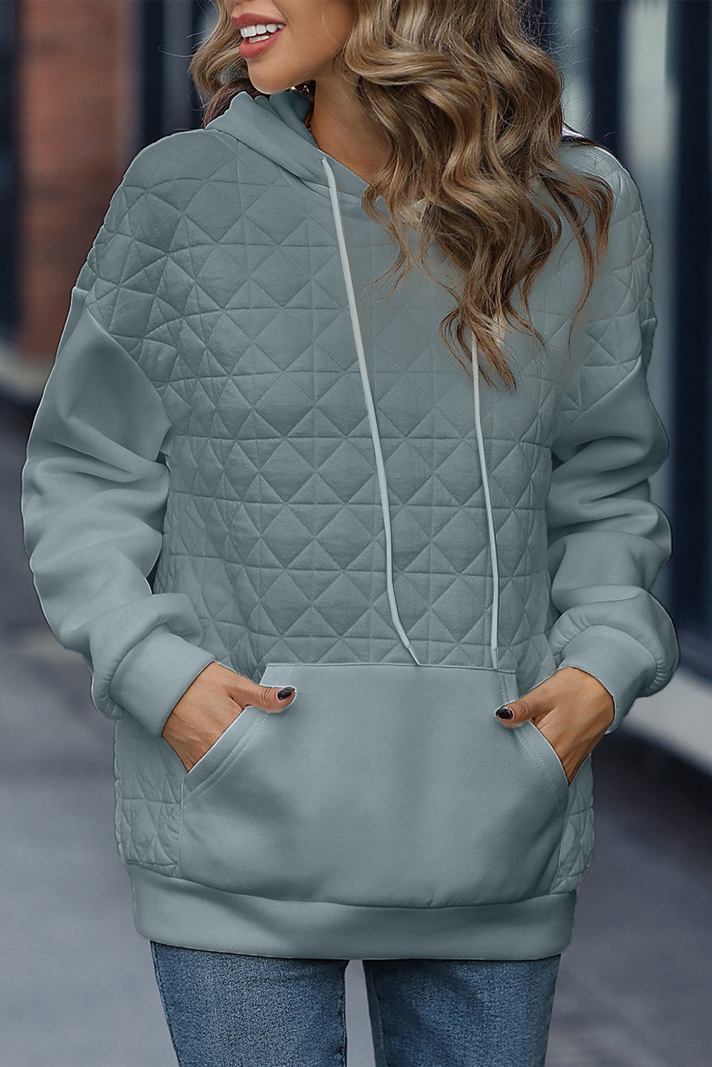 Drawstring Long Sleeve Hoodie with Pocket