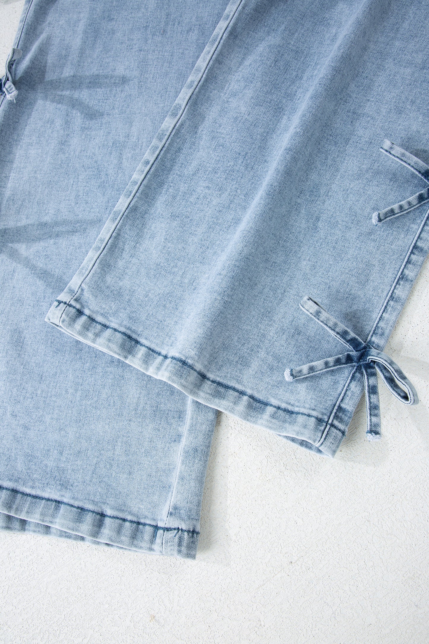 White Bow Knot Side Detail Straight Leg Loose Jeans