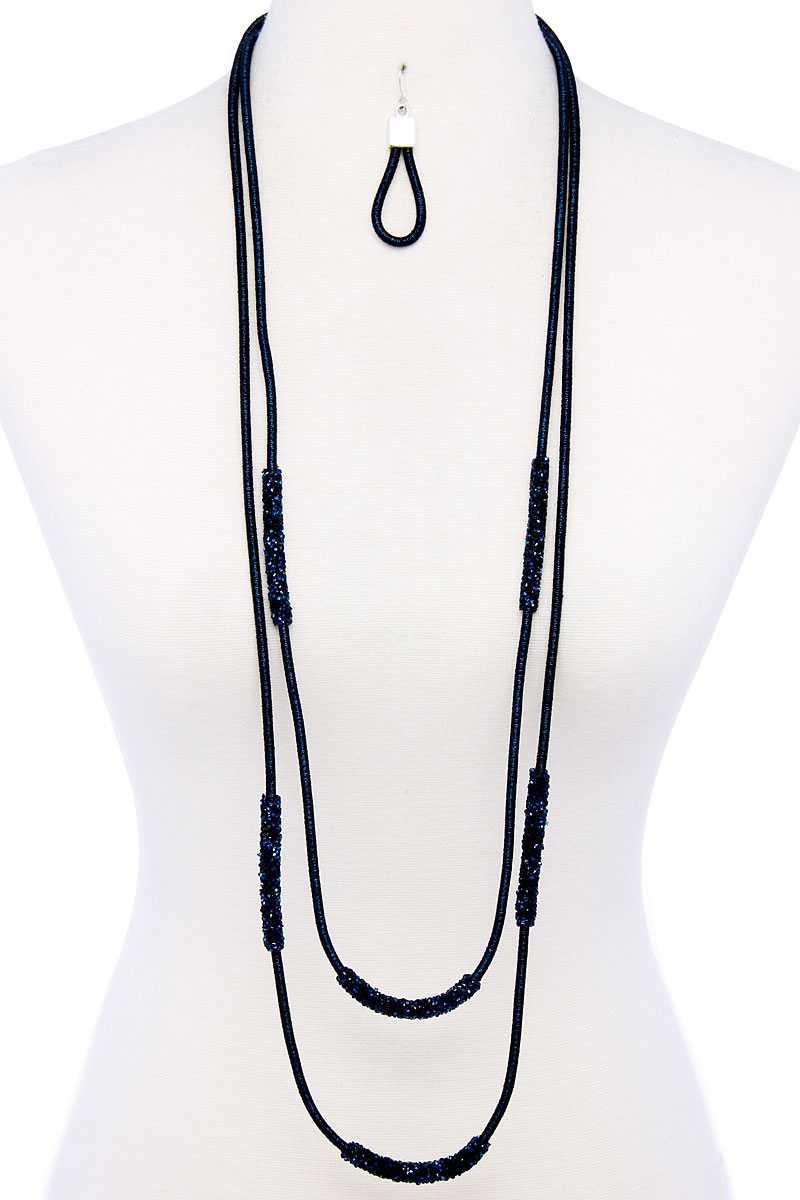 Double Layer Chic Long Necklace And Earring Set