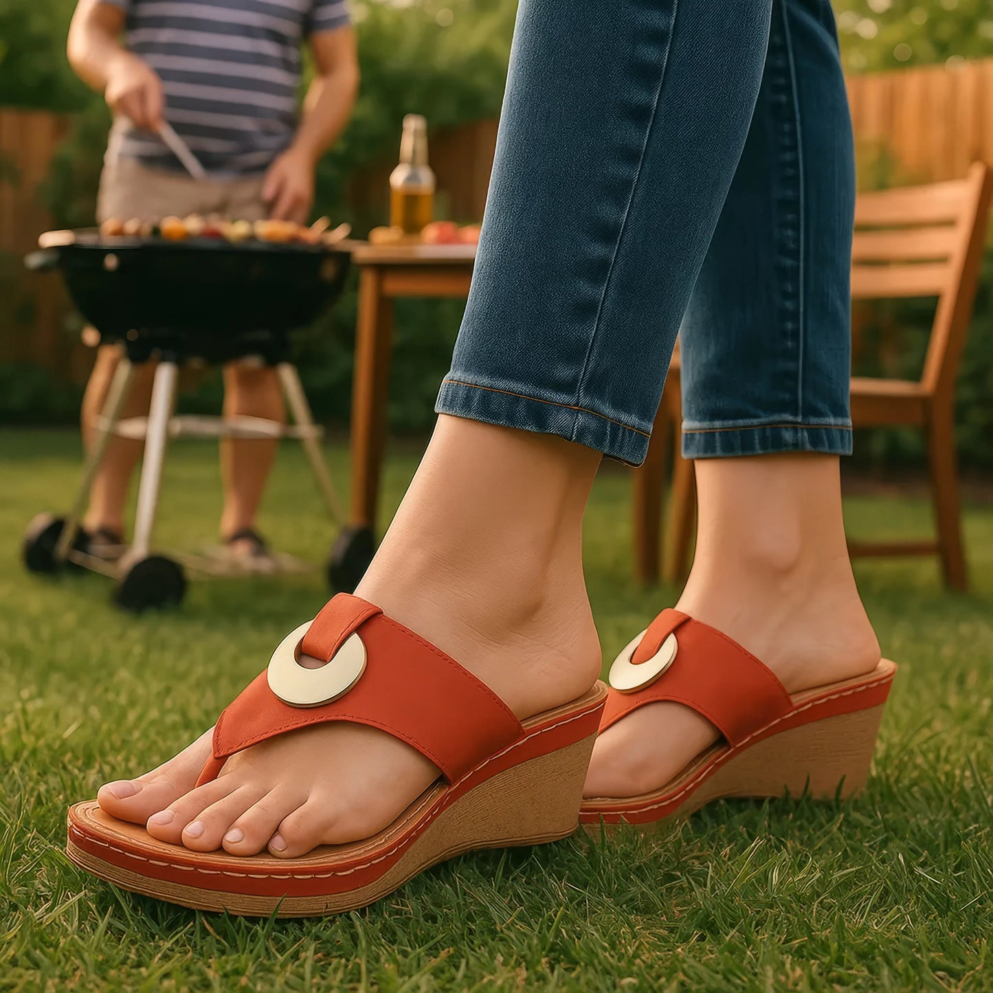 Women's Genelle Green Wedge Sandals