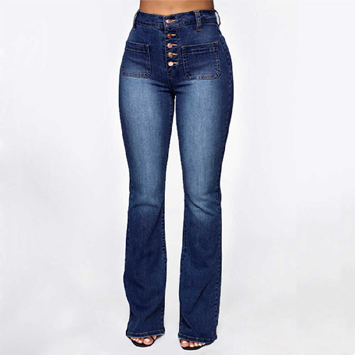 Patch Pocket High Waist Denim