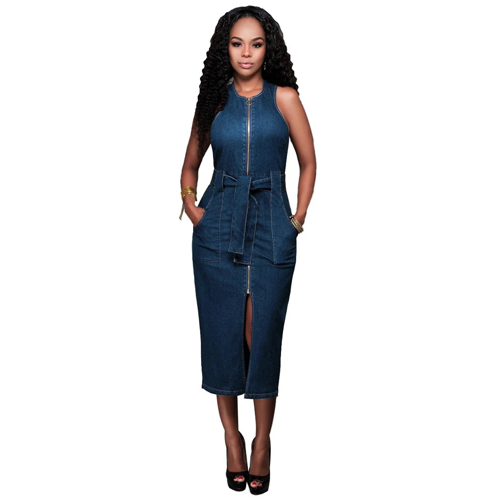 Women's Sexy Sleeveless Denim Dress