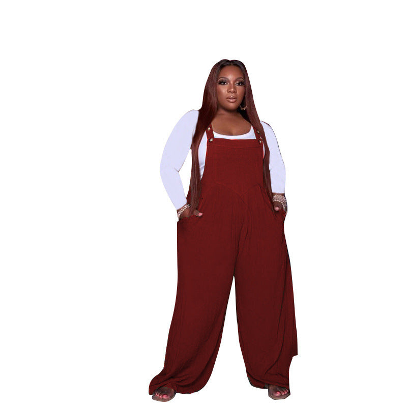 Solid Color Overalls Two-piece Set