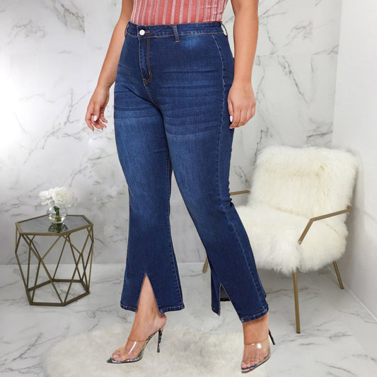 Plus Size Slim Wide Legs Jeans